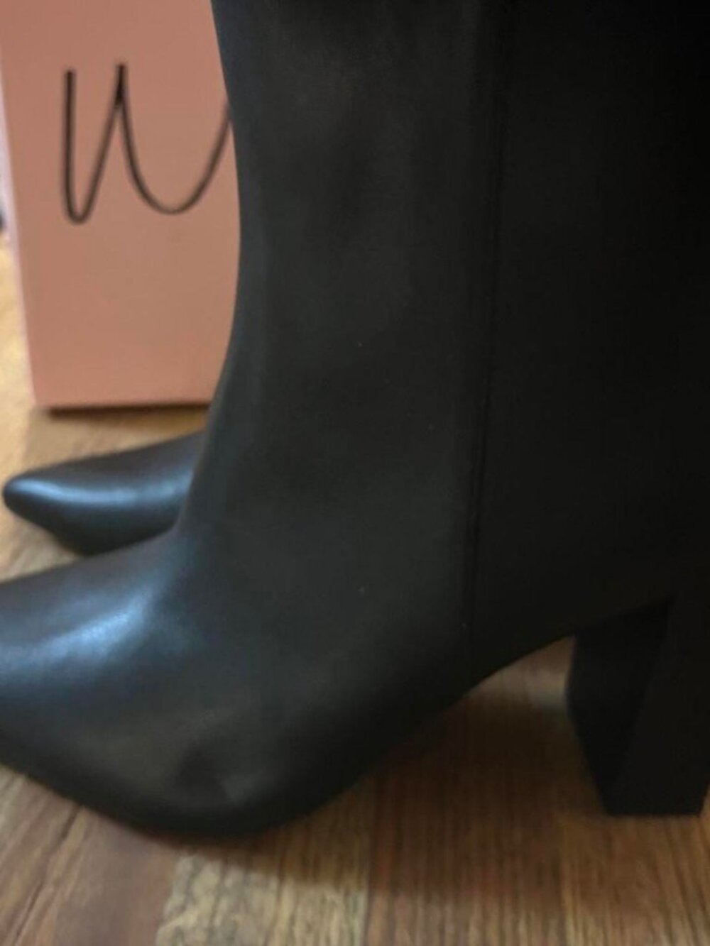 Wild Pair Black Faux Leather Pointed Toe Ankle Boots 9.5 NIB